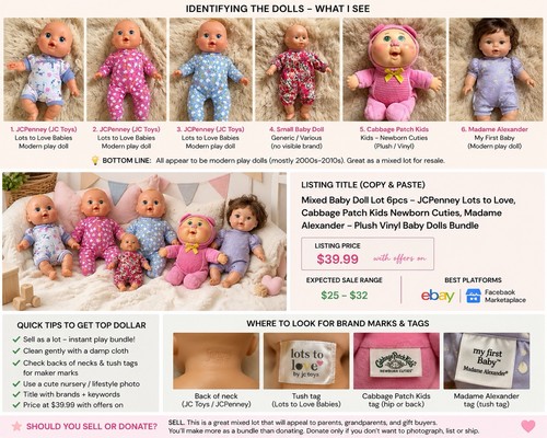 Mixed baby doll lot 6pc - lot, jc