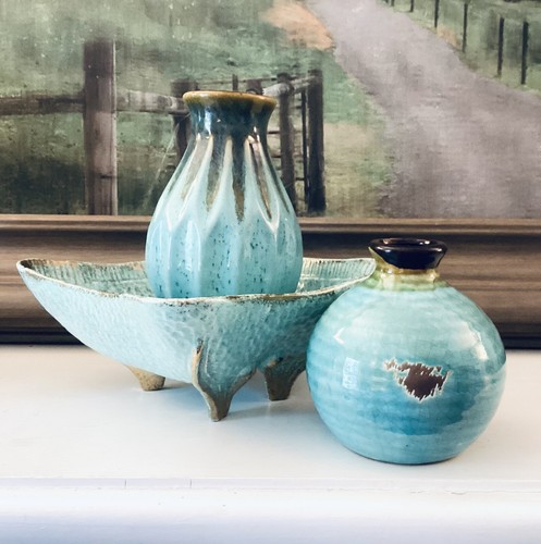 Turquoise ceramics set - of, 3