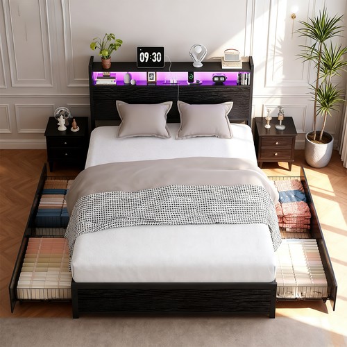 Platform bed with storage - with,