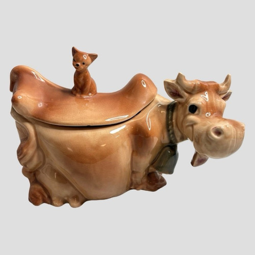 Cow shaped cookie jar - cookie,