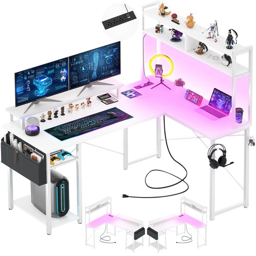 Shaped computer desk - computer, home