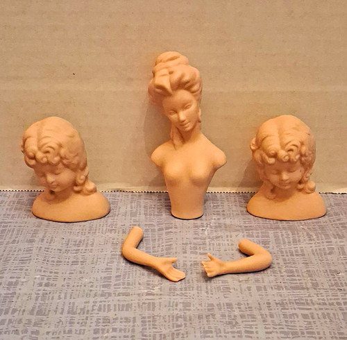 Porcelain doll parts - doll, lot,