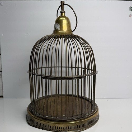 Vintage solid brass birdcage - vintage,