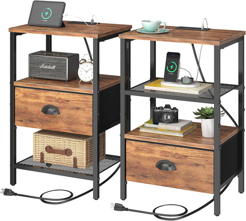 Rustic brown nightstands - brown, set