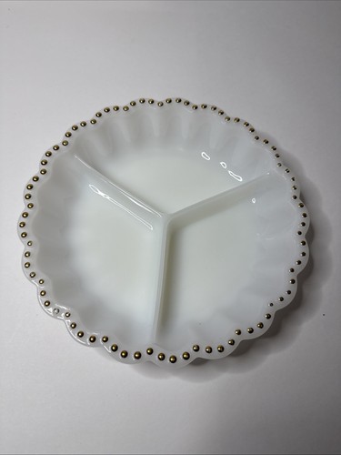 Vintage milk glass divided - milk,