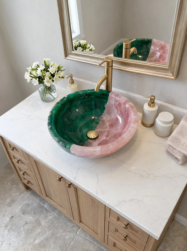 Pink and green malachite - pink,