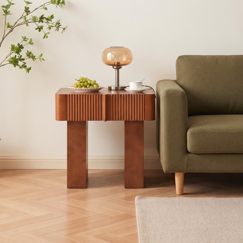Mid century modern walnut end - mid-century,