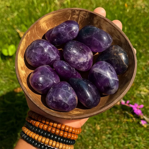 5pcs natural amethyst - amethyst, tumbled