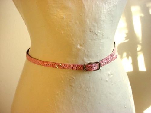 Pink glittery skinny belt size - skinny,