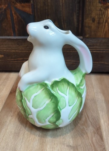 Vtg ceramic white bunny and - vtg,