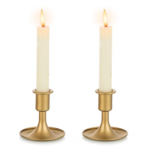 Gold taper candle - gold,