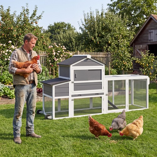 Mobile wooden chicken coop - wooden,
