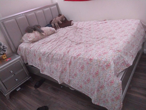 Gray wood bed - wood, panel