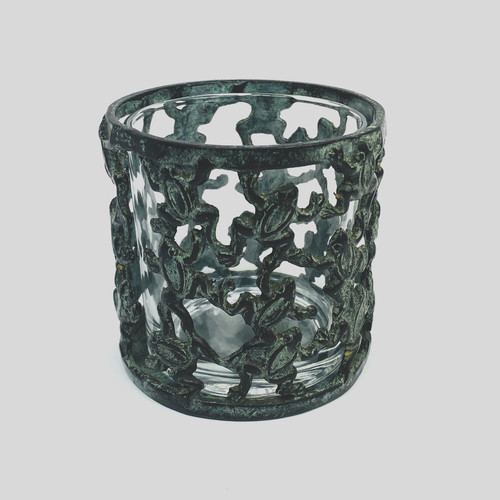 Rustic metal frog - rustic, votive