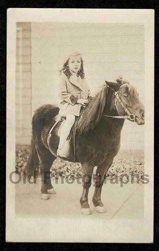 Rppc kid girl horseback - rppc, pony