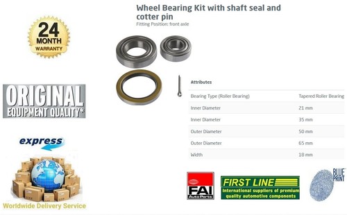 Front axle wheel bearing - axle,