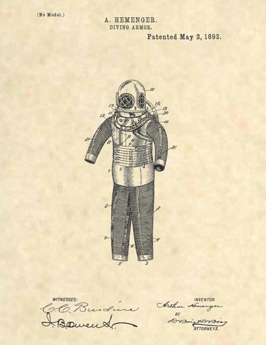 Antique diving suit patent art - suit,