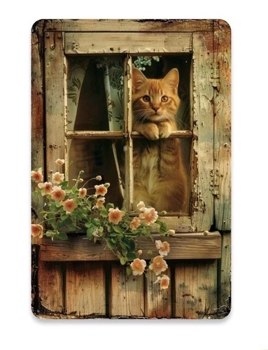Cat peeking window metal wall - peeking,