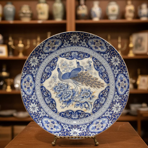Japanese porcelain peacock - japanese,