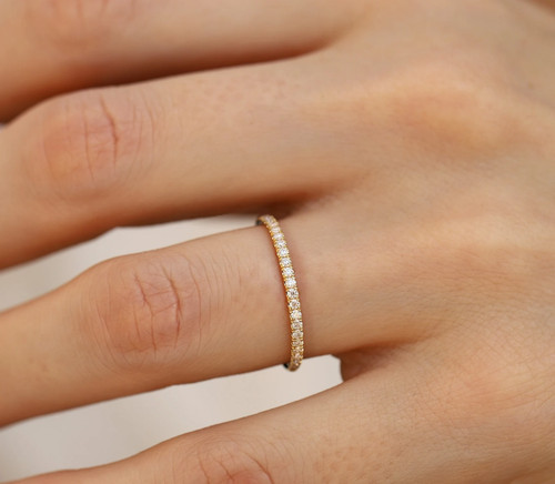 14k solid gold - pave, lab