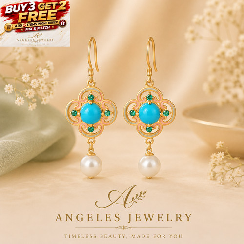 Turquoise pearl enamel - turquoise, drop