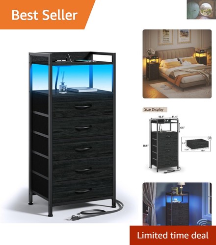 Stylish nightstand with led - stylish,