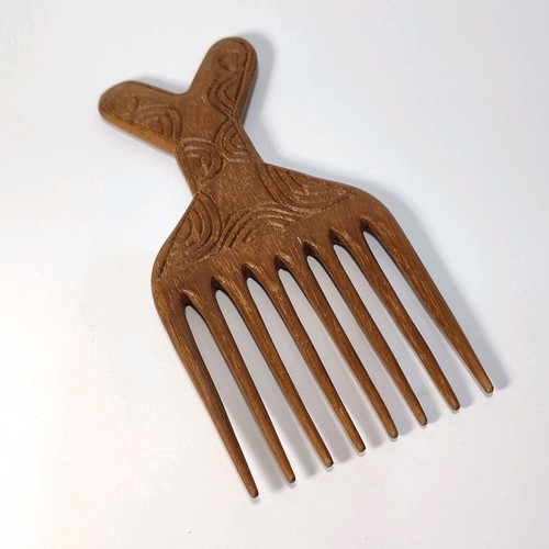Hair pick african carved wood - african,
