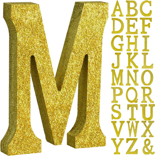 Inch gold glitter letter m - 8,