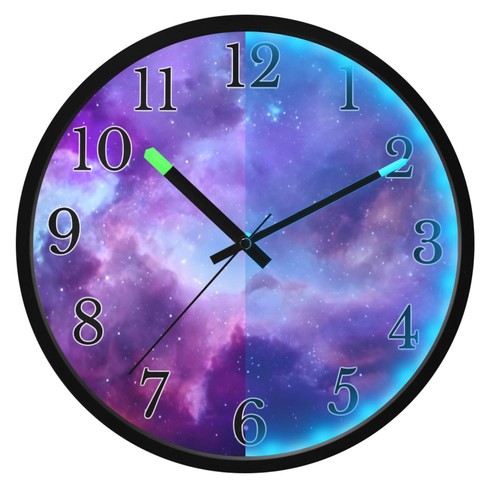 Purple galaxy space wall clock - galaxy,