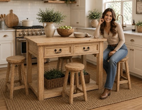 Kitchen island stools nat - w/4, (nat
