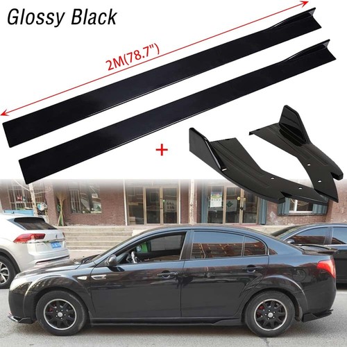 Glossy black side skirt - glossy,