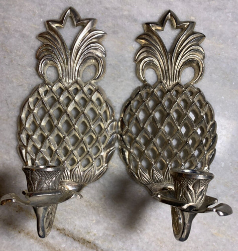 Pair ornate metal silver - ornate,