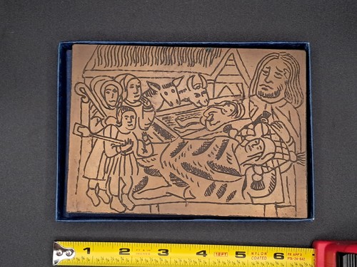 Vintage brass rubbing - brass, plate