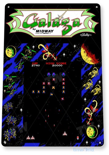 Tin sign galaga arcade s - arcade,, 80's