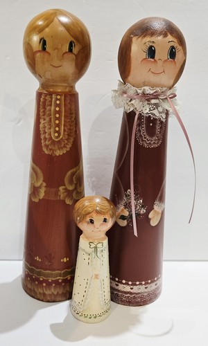 Lot vintage handpainted wood - 3,