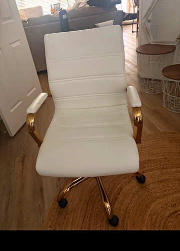 White faux leather desk - white, chair