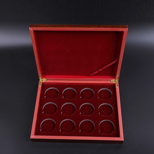 Cell coins holder red - 12-cell, wood