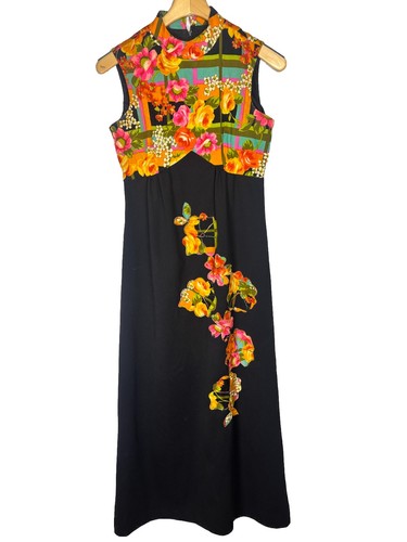 Vintage 70s long dress black - vintage,