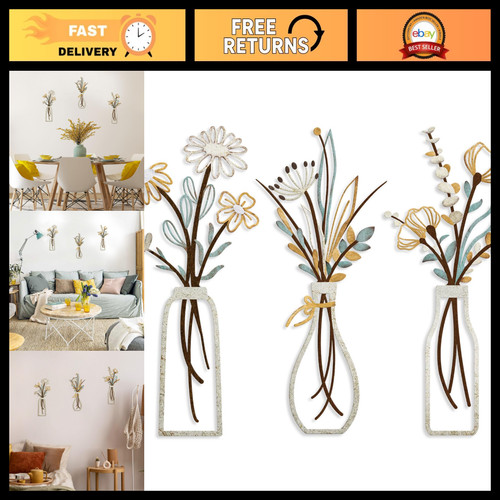 Piece metal flower wall - 3-piece,