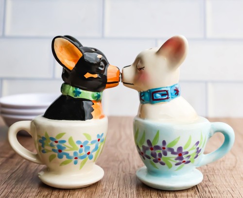 Ceramic teacup black white - black,