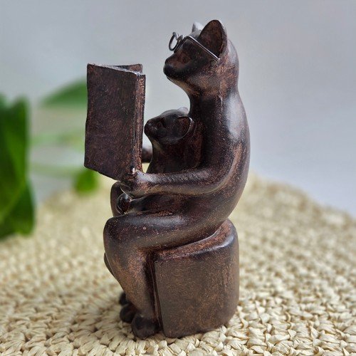 Cat figurine bronze tone - cat,