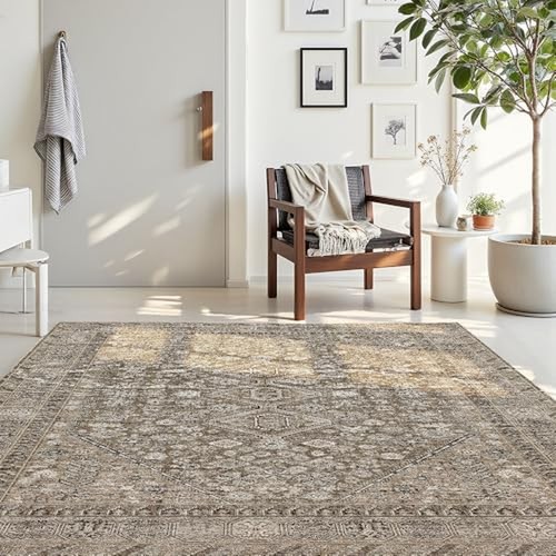 6x9 beige brown washable - brown, area