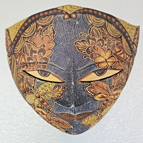 Batik mask carved wood flowers - wood,