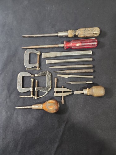 Vtg tool lot chisels clamps - vtg,
