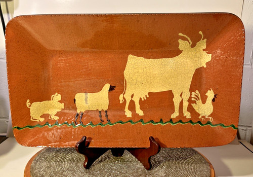 Redware slipware platter - redware, 17.5"