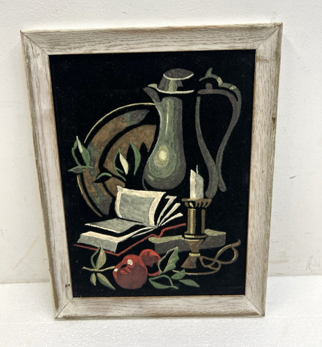 Vintage black velvet painting - black,