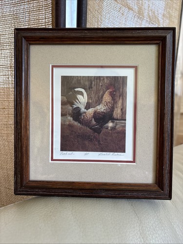 Framed rooster chicken matted - rooster,