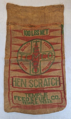 Vintage chicken feed burlap - chicken,