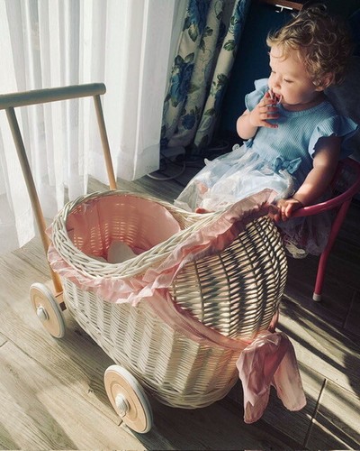 White doll pram stroller - pram,white,