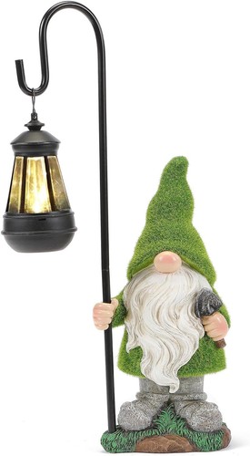 Flocked garden gnome statue - flocked,